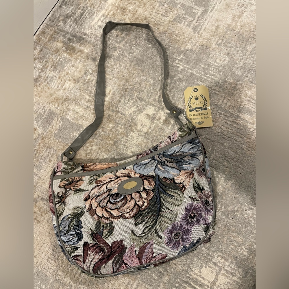 Vintage Mitzi Floral Tapestry Shoulder Handbag Purse New With Tags Deadstock